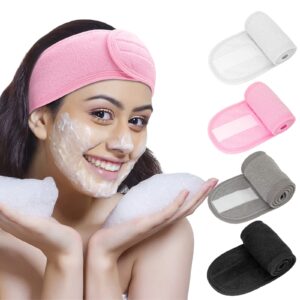 nonstop spa facial sponge 4 pack make up skincare sponge headbands hair wrap head sponge towel stretch headband for make up, shower