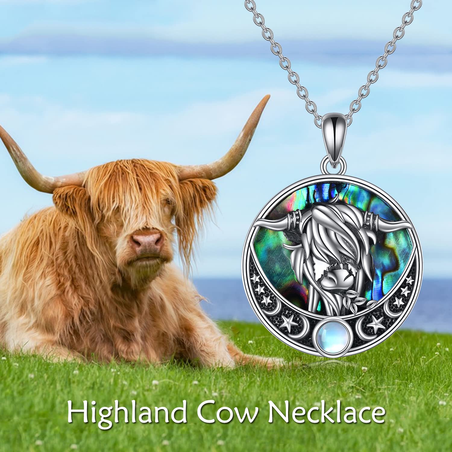 WINNICACA Sterling Silver Highland Cow Necklace for Women Cow Head Pendant Jewelry Cow Gifts for Teen Girls Unique Western Necklace Funny Birthday Gifts for Animal Cow Lover