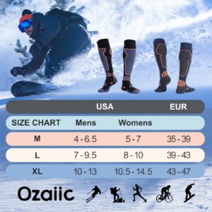 Merino Wool Ski Socks Mens Womens 2 Pairs for Skiing, Snowboarding, Thermal Knee High Winter Warm Sports Performance Socks