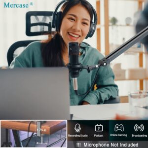 Mercase Boom Arm, Foldable Desktop Metal Mic Stand, Adjustable Scissor Microphone Arm Stand with Desk Mount Clamp, Hidden Cable Trough, 3/8" to 5/8" Adapter for Blue Yeti Snowball HyperX QuadCast