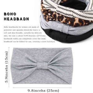 Acenail Wide Headbands Women Non Slip Knotted Turban Headband Boho Elastic Leopard Hairbands Workout Running Yoga Hair Scarfs Bohemian Head Wraps Fashion Hair Accessories for Women 4Pcs (#1 Casual)