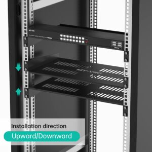 MT-VIKI 2-Pc 19 inch Rack Shelf, 1U Server Rack Shelf 10" Deep, Universal Vented Rack Mount Cantilever Tray for Rack & Cabinet (2-Packs)