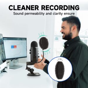 Microphone Pop Filter for Blue Yeti,Blue Snowball,Hyperx Quadcast, Shure and Other Mic,Professional Windscreen Mic Cover,Acoustic Mic Filter with Upgraded Thick Sponge,Enhanced Flexible 360° Gooseneck