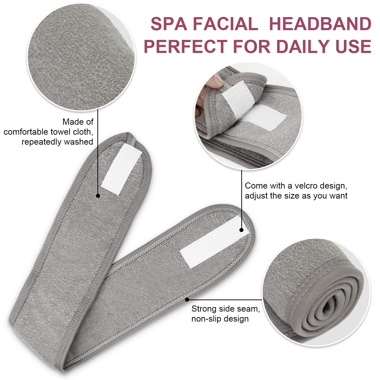 NONSTOP Spa Facial Sponge 4 Pack Make Up Skincare Sponge Headbands Hair Wrap Head Sponge Towel Stretch Headband for Make Up, Shower