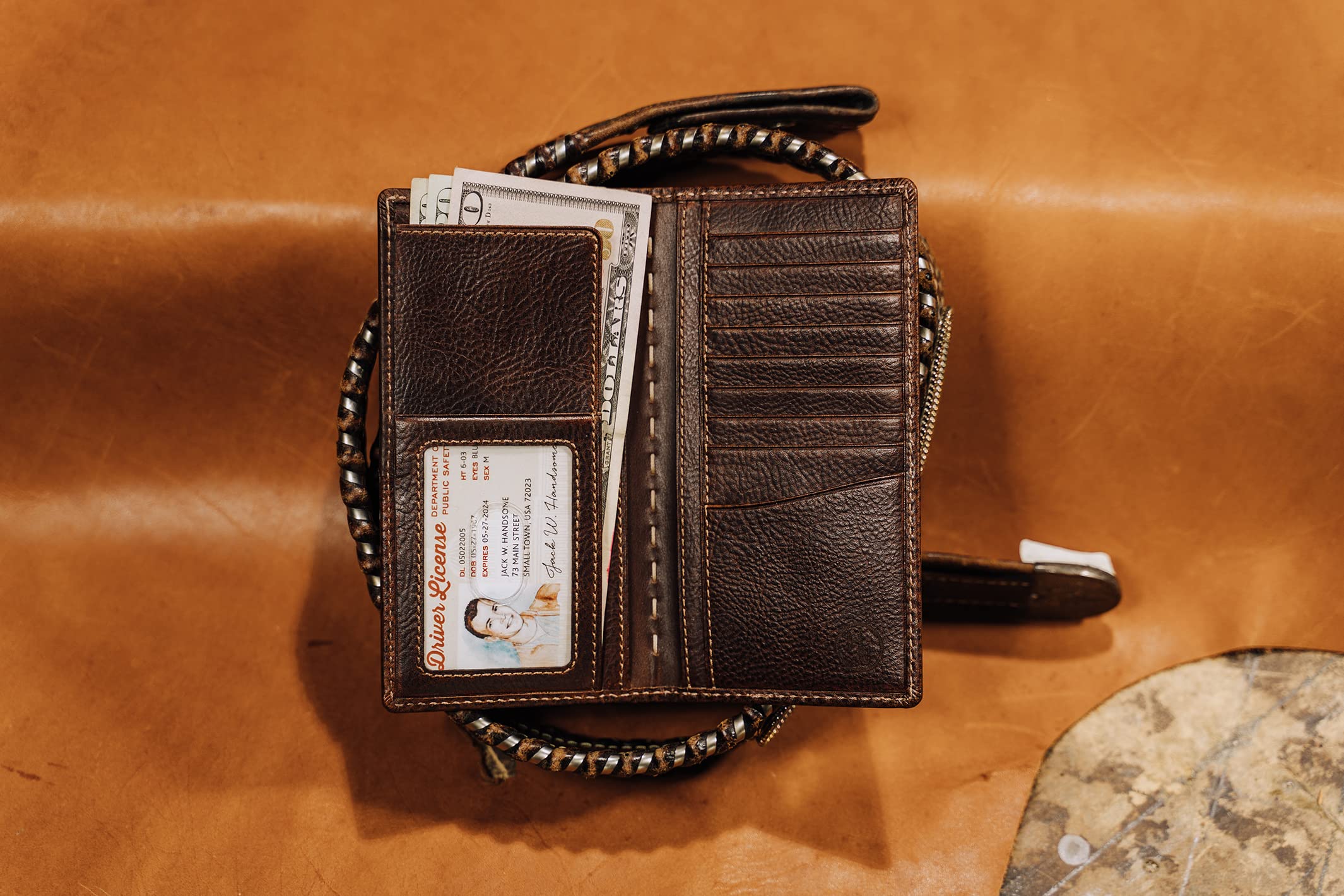 House of Jack Co. COLT Long Bifold Wallet | Rodeo Wallet | Full Grain Cowhide Leather | Long Bifold Men's Wallet | Western Wallet