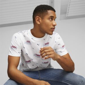 PUMA Men's Graphics Tee 3, Power All Over Print White, X-Large