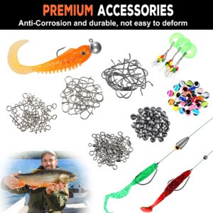 PLUSINNO 201pcs Fishing Accessories Kit, Fishing Tackle Box with Tackle Included, Fishing Hooks, Fishing Weights, Round Split Shot，Fishing Gear for Bass, Trout, Catfish