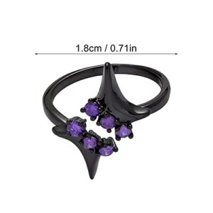 Local Eclectic Ring Index Finger Open Four Pointed Star Ring Creative Ring Jewelry Birthday Proposal Gift Bridal Engagement Party Ring (Black, One Size)