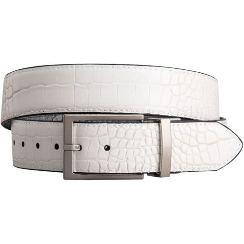 Greg Norman Men's Reversible Croco Print Leather Golf Belt Grey/White 40