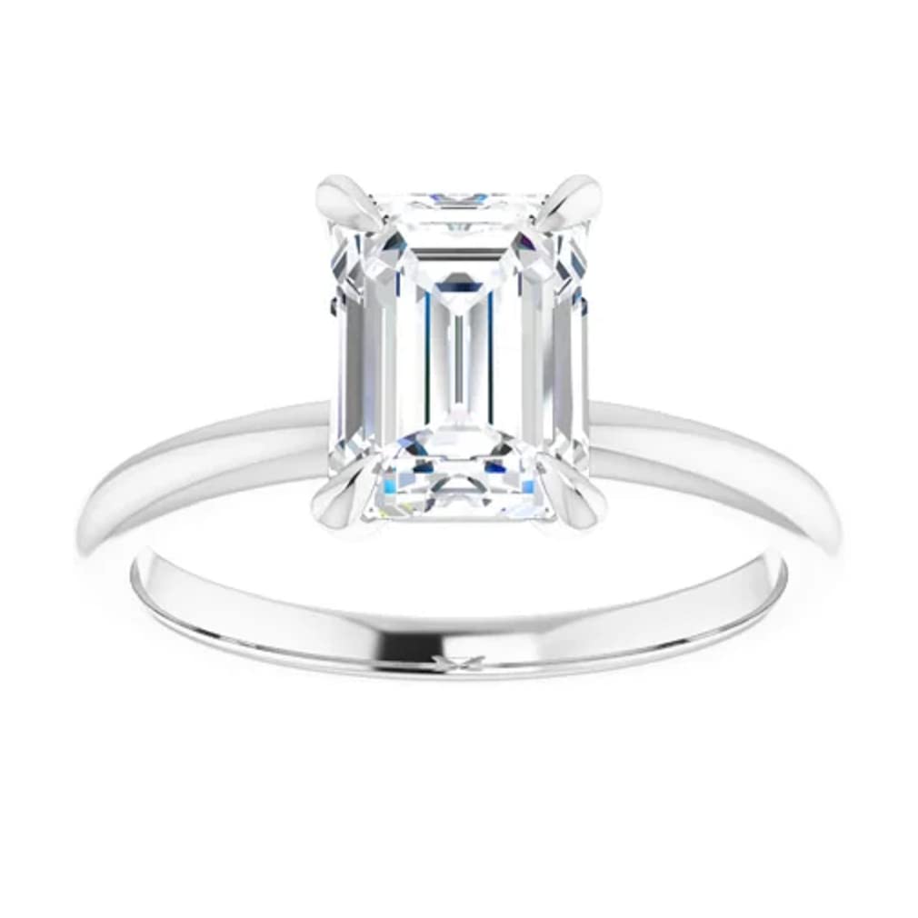 925 Silver, 10K/14K/18K Solid Gold Handmade Engagement Ring, 2 Carats Emerald Cut Moissanite Solitaire Ring, Wedding Bridal Rings for Women/Her, Anniversary Propose Gifts Ring (925 Silver (White Gold Plated))