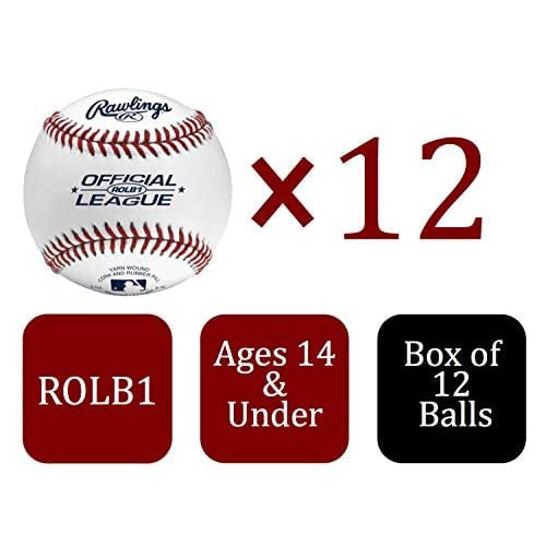 Rawlings | Official League Baseballs | Competition Grade | ROLB1 | Youth/14U | Game/Practice Use | 12 Count, White