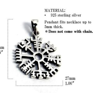 COSUMOSU 925 Sterling Silver Viking Compass Vegivisir pendant for Men Women