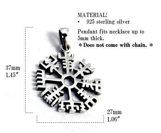 COSUMOSU 925 Sterling Silver Viking Compass Vegivisir pendant for Men Women