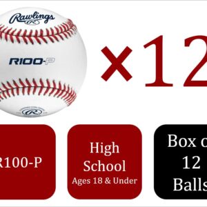 Rawlings | R100-P Practice Baseballs | Collegiate | High School | Youth | Box of 12,White