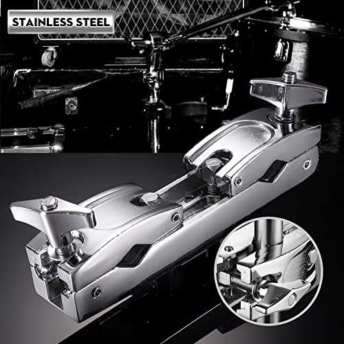 Facmogu Silver Multi-clamp, Adjustable Quick Release Multi-clamp Construct with Premium Stainless Steel Material, Cymbal Stand Mount Holder for Drum Cymbal Stands & Holders