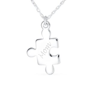 Personalize Best Friends 2 pcs Set BFF Split Break Apart Puzzle Word MOM Mother Daughter Pendant Necklace for Women .925 Sterling Silver Custom Engraved