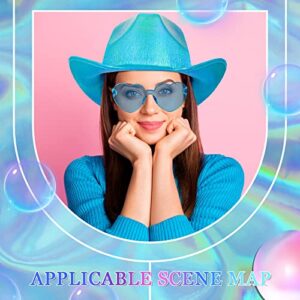 24 Pcs Cowboy Hats Holographic Space Cowgirl Hat with Rimless Heart Sunglasses Fun Party Hats Goggles for Women Men Party