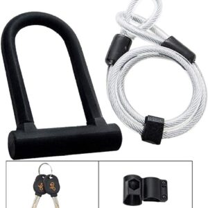 Bicycle Locks Heavy Duty Anti Theft Bike Lock Heavy Duty Bike Lock,Bike Lock Bicycle U Lock Anti-Theft Road Mountain Bike Motorcycle Lock Bicycle Accessories Steel Cable Security Locks-Black Set