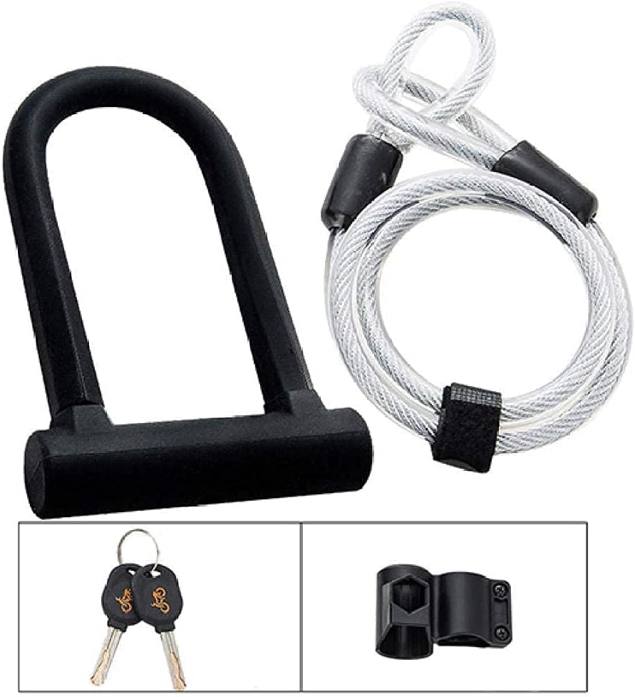 Bicycle Locks Heavy Duty Anti Theft Bike Lock Heavy Duty Bike Lock,Bike Lock Bicycle U Lock Anti-Theft Road Mountain Bike Motorcycle Lock Bicycle Accessories Steel Cable Security Locks-Black Set