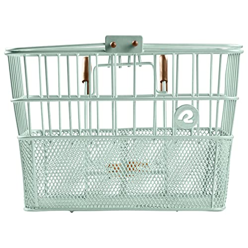 Retrospec Apollo Detachable Front Bike Basket Steel Half-Mesh with Integrated Detachable Hooks and Built-in Handle, Easy Assembly and Portability for Bicycles