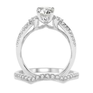 1.5 Carat Princess Cut Bridal Set Moissanite Engagement Rings for Women Platinum Plated Silver Princess Moissanite Rings -7.5