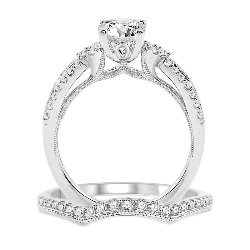 1.5 Carat Princess Cut Bridal Set Moissanite Engagement Rings for Women Platinum Plated Silver Princess Moissanite Rings -8.5