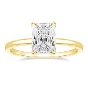 EAMTI 3CT 925 Sterling Silver Gold Engagement Rings Radiant Cut Solitaire Cubic Zirconia CZ Wedding Promise Rings for Her Wedding Bands for Women Size 6