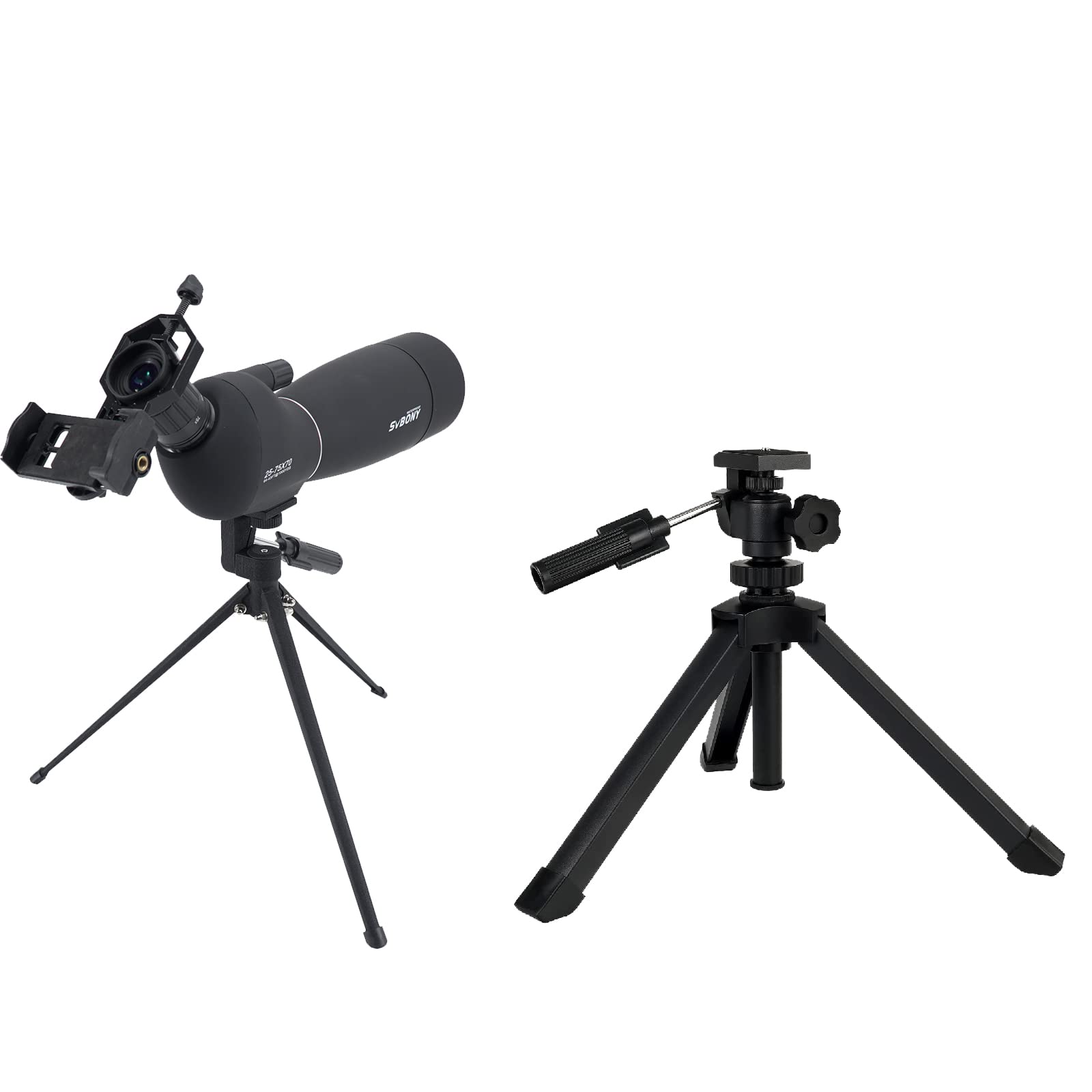 SVBONY SV28 25-75x70 Spotting Scopes with Tripod Bundle with SV146 Tabletop Spotting Scope Tripod for Bird Watching Target Shooting Hunting Wildlife