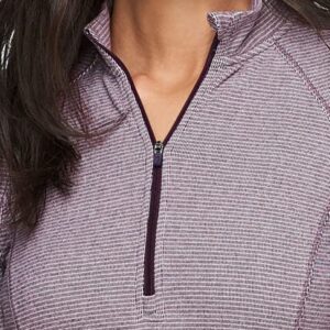 Avalanche Women's Long Sleeve Lightweight Partial 1/4 Zip Running Top Stripe Berry L