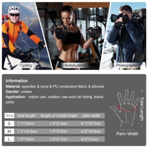 EEFOW Womens Winter Touchscreen Waterproof Gloves: Mens Cold Weather Warm Liner Touch Screen Glove Anti-Slip Thermal Thin Mittens for Driving Cycling Biking Black S