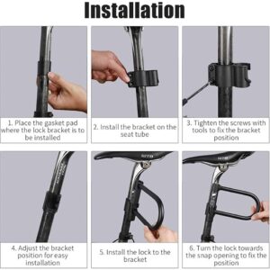 Bicycle Locks Heavy Duty Anti Theft Bike Lock Heavy Duty Bike Lock,Bike Lock Bicycle U Lock Anti-Theft Road Mountain Bike Motorcycle Lock Bicycle Accessories Steel Cable Security Locks-Black Set