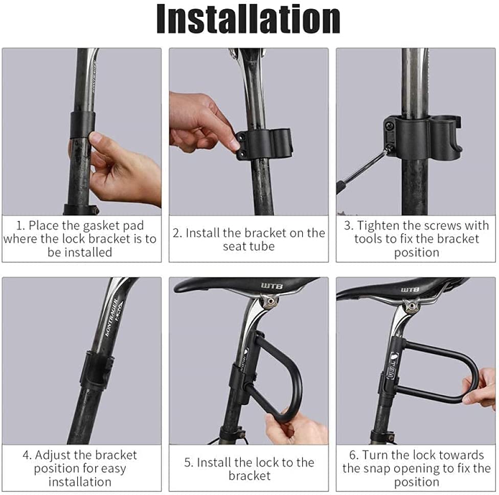 Bicycle Locks Heavy Duty Anti Theft Bike Lock Heavy Duty Bike Lock,Bike Lock Bicycle U Lock Anti-Theft Road Mountain Bike Motorcycle Lock Bicycle Accessories Steel Cable Security Locks-Black Set