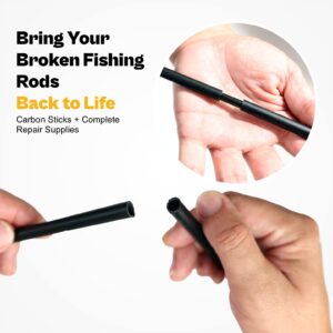 Fishing Rod Repair Kit Complete,Full Supplies with Glue for Freshwater & Saltwater Broken Fishing Pole Repair with Carbon Fiber Sticks,Rod Building Epoxy Finish, Wrapping Thread and Tape