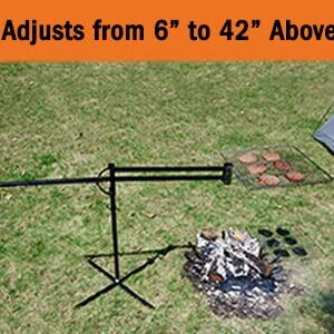 Authentik BuzzyGrill Camping Grill Features Stainless Steel Grate and Includes Cast Iron Cookware Hook Attachment