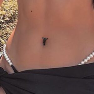 COCHARM Black Bat Skeleton Belly button Rings 14g Hallween Skull Hand Reverse Belly Rings Top Down Belly Piercing Jewelry Navel Rings