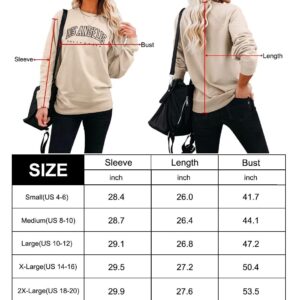 Dressmine Women's Los Angeles Hoodie Long Sleeve Vintage Graphic Sweatshirt Casual Print Letter Pullover Apricot XL