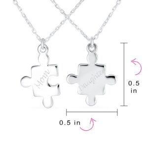 Personalize Best Friends 2 pcs Set BFF Split Break Apart Puzzle Word MOM Mother Daughter Pendant Necklace for Women .925 Sterling Silver Custom Engraved