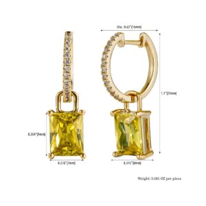 MABARRI Womens Dainty 14K Gold Plated Crystal Drop Dangle Earrings for Women Trendy,Women's Rhinestone Earrings Dangling（Peridot）