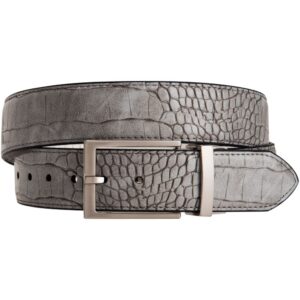 greg norman men's reversible croco print leather golf belt grey/white 40