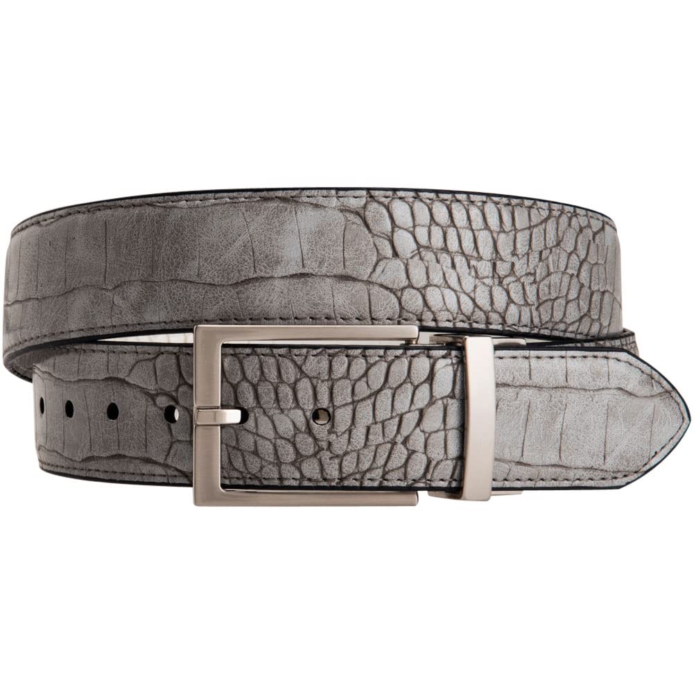 Greg Norman Men's Reversible Croco Print Leather Golf Belt Grey/White 40