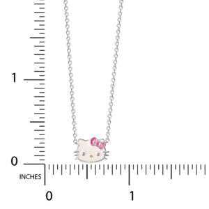 SALLY ROSE Sanrio Hello Kitty Womens Necklace 16" + 2" - Sterling Silver Necklace with Enamel Hello Kitty Pendant Officially Licensed