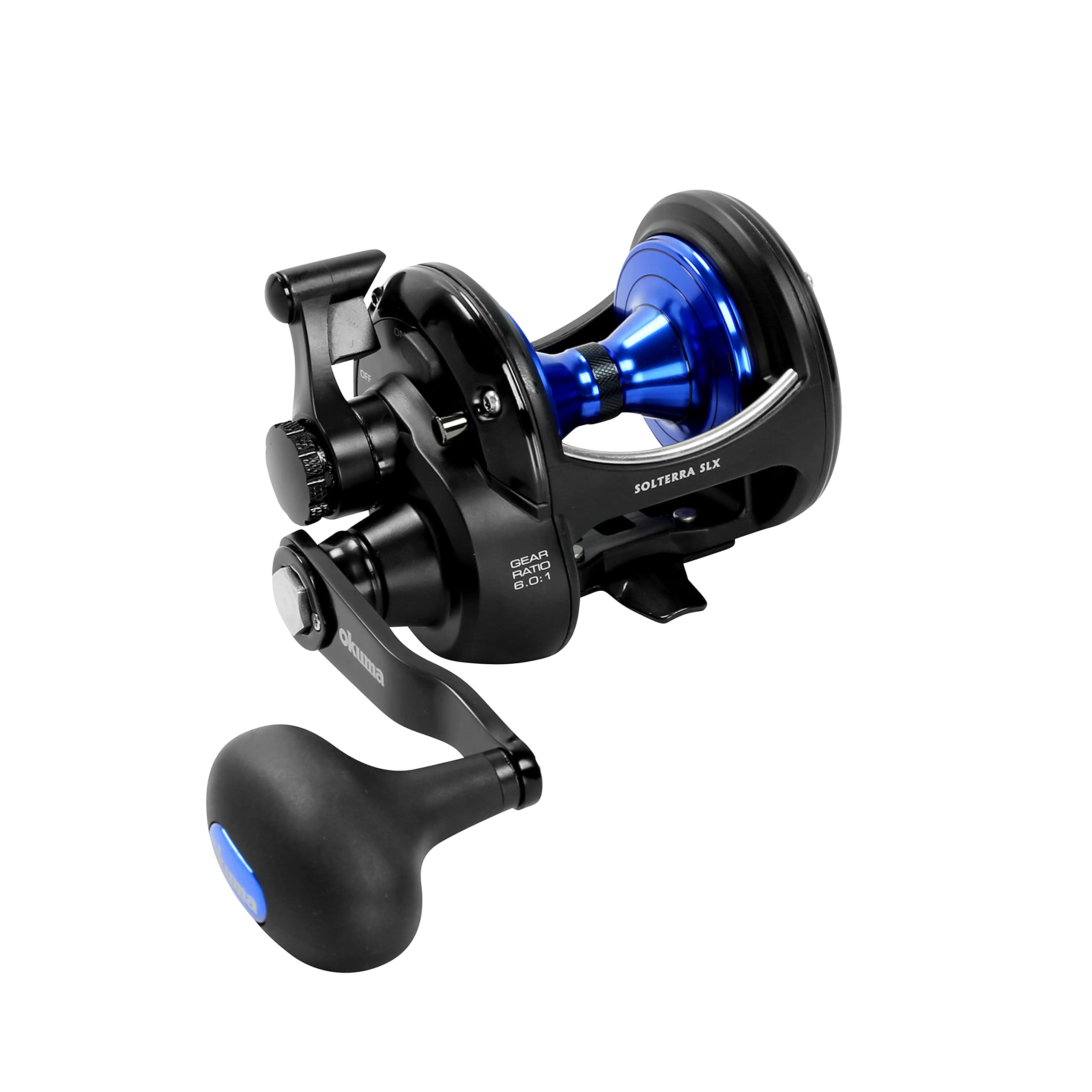 Okuma Solterra SLX High Speed Open Top Frame Lever Drag Saltwater Trolling Reel, SLX-15CSb, 410yds-25lb, Black