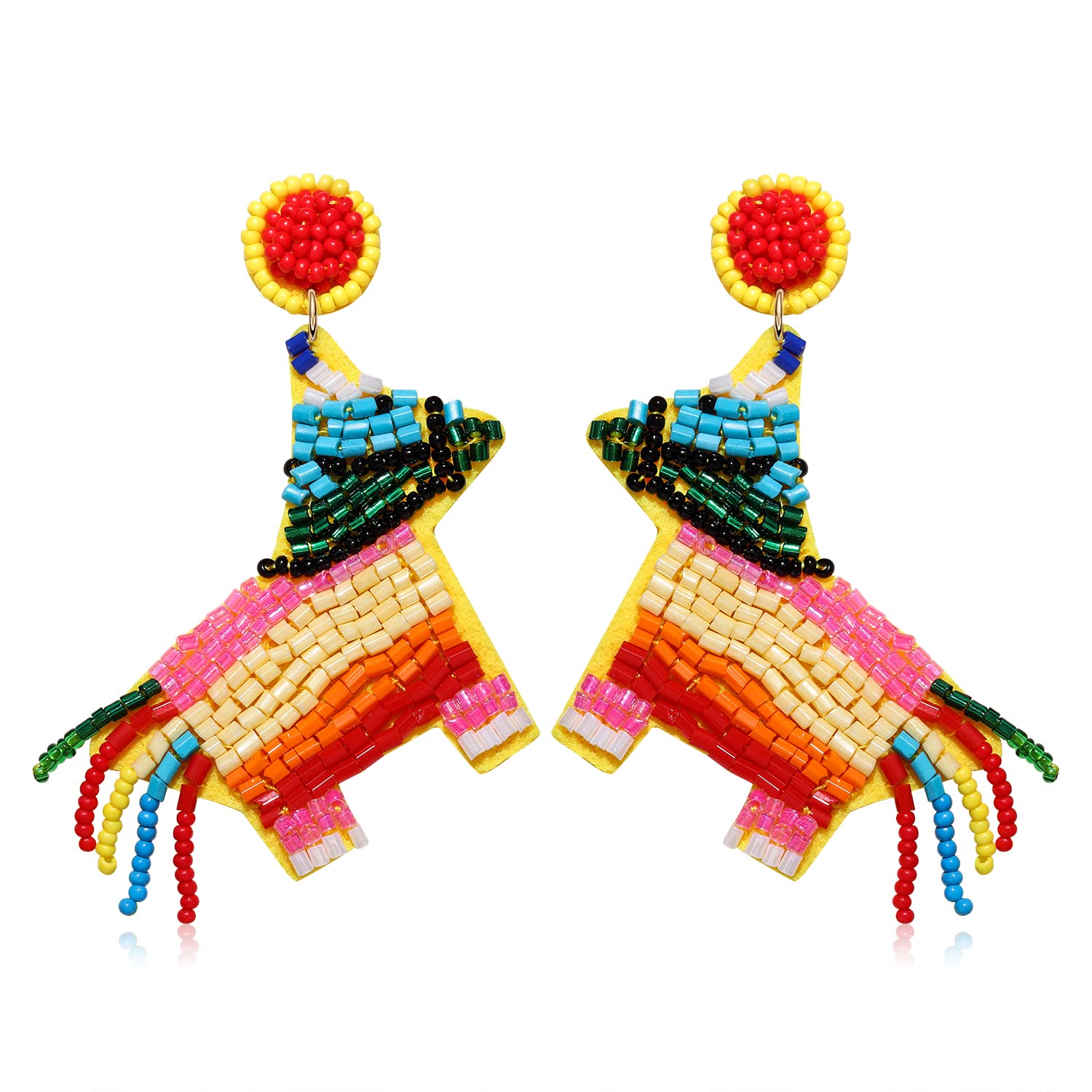 Mexican Fiesta Earrings Cinco De Mayo Earrings Beaded Piñata Sombrero Drop Dangle Earrings Mexican Independence Day Earrings for Women Mexico Theme Party Jewelry Gifts