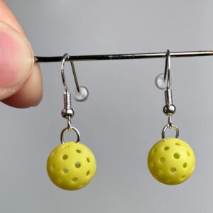 Pickleball Dangle Earrings, Accessory Earrings for Pickleball, 1.2cm Yellow Pickleball Earrings