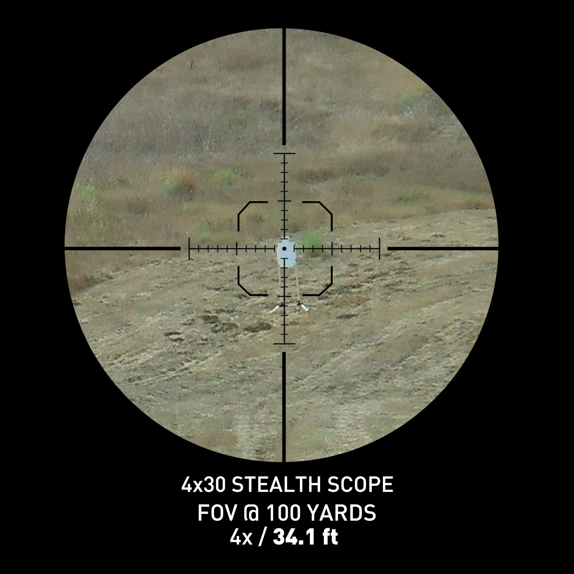 Monstrum Stealth 4x30 Fixed Magnification Scope | Black | MX1 Reticle