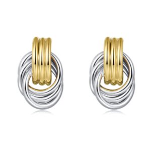 lilie&white rhodium and gold two tone dangle earrings for women statement earrings geometric earrings boho earrings for women