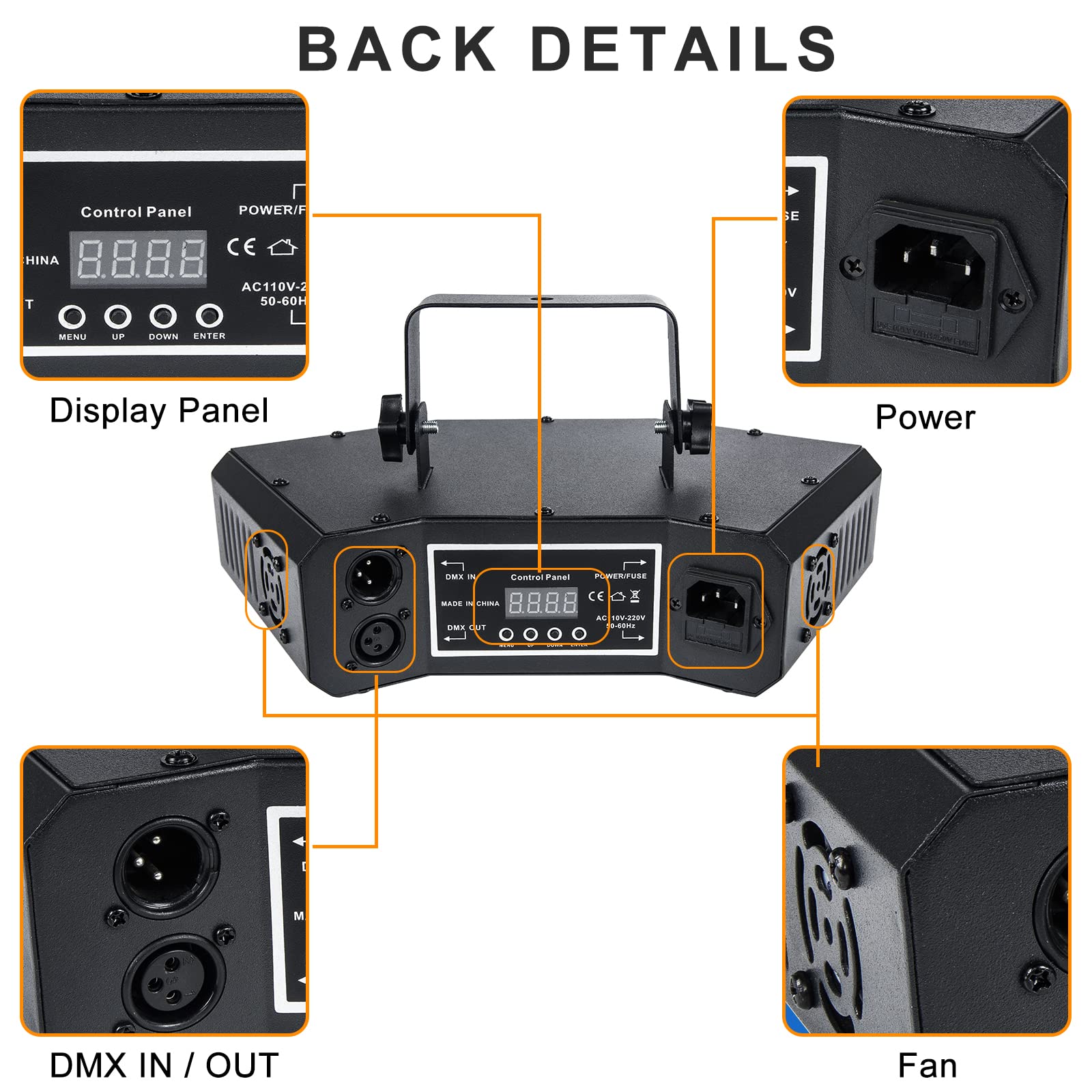 Party Lights, Strobe Stage Light, RGB Disco Lights with Sound Activated & DMX512 Control, Portable DJ Light for Party Bar Christmas Birthday Wedding...