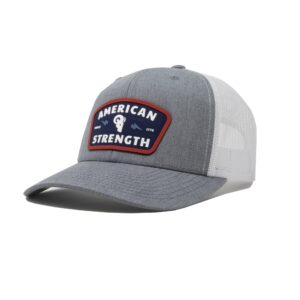 ram advantage american strength trucker hat | pvc patch snapback cap premium quality durable comfortable fit (american strength heather white)