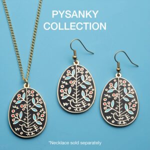 Ukrainian Easter Egg (Pysanky) Earrings - Pine Tree (Gold-Plated)