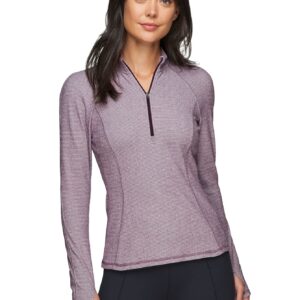 Avalanche Women's Long Sleeve Lightweight Partial 1/4 Zip Running Top Stripe Berry L